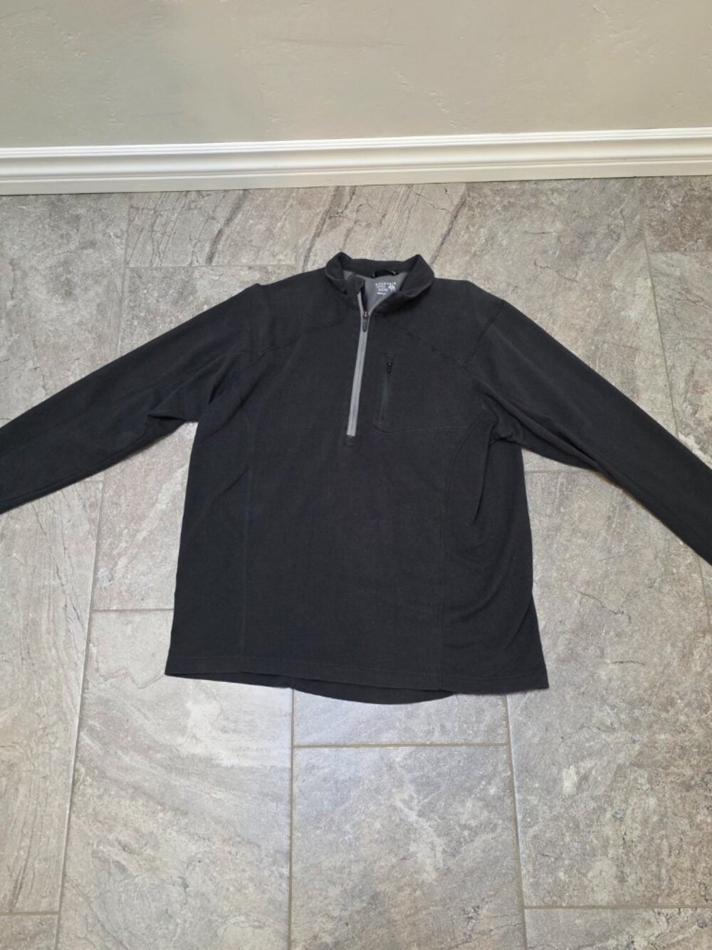 Mountain Hardwear Mens Quarter 1/4 Zip Pullover Grey Organic Cotton Blend Sz L